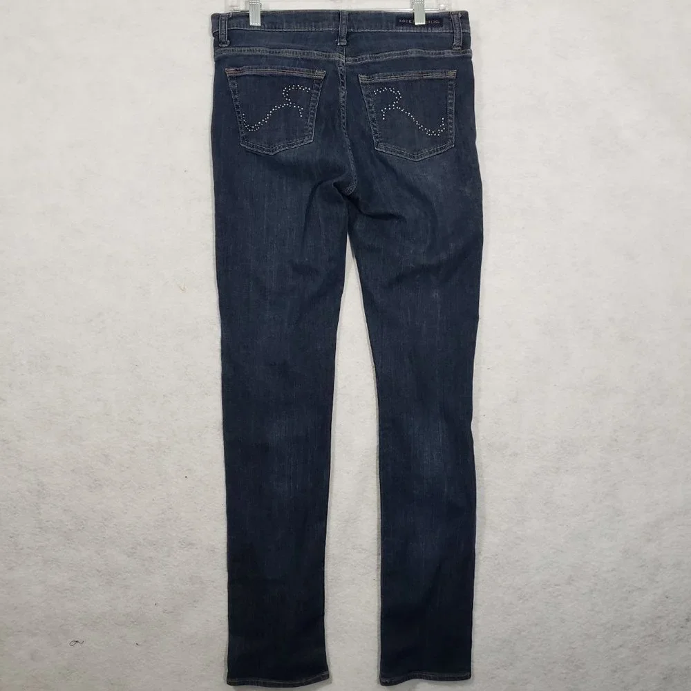 Rock & Republic Berlin Womens Jeans Dark Wash Blue Size 10 Stretch - Picture 7 of 9